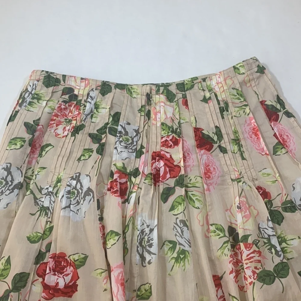 CAbi Beige A-line Floral Print Skirt